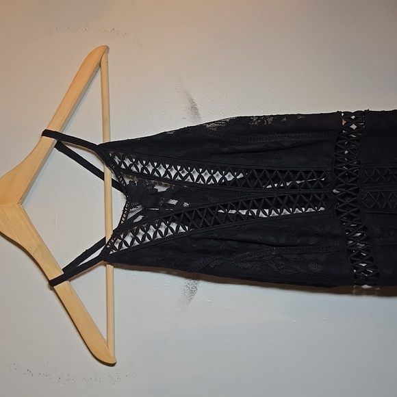 Free People Anastasia Lace Crochet Lined  Fairy Goth Emo Sleeveless Maxi Dress - Picture 6 of 16